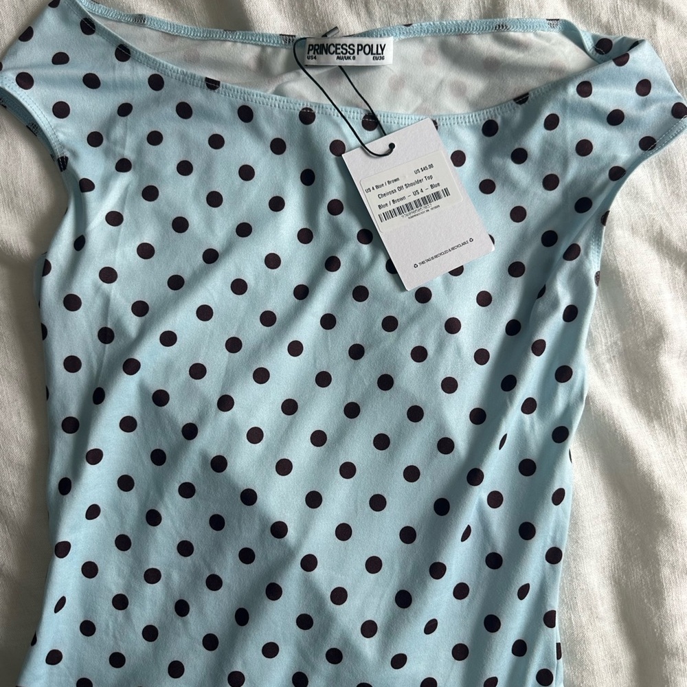 Princess Polly Blue Polka Dot Tank Top